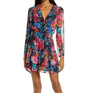 CHARLES HENRY Long Sleeve Minidress in Black Floral - Size M
